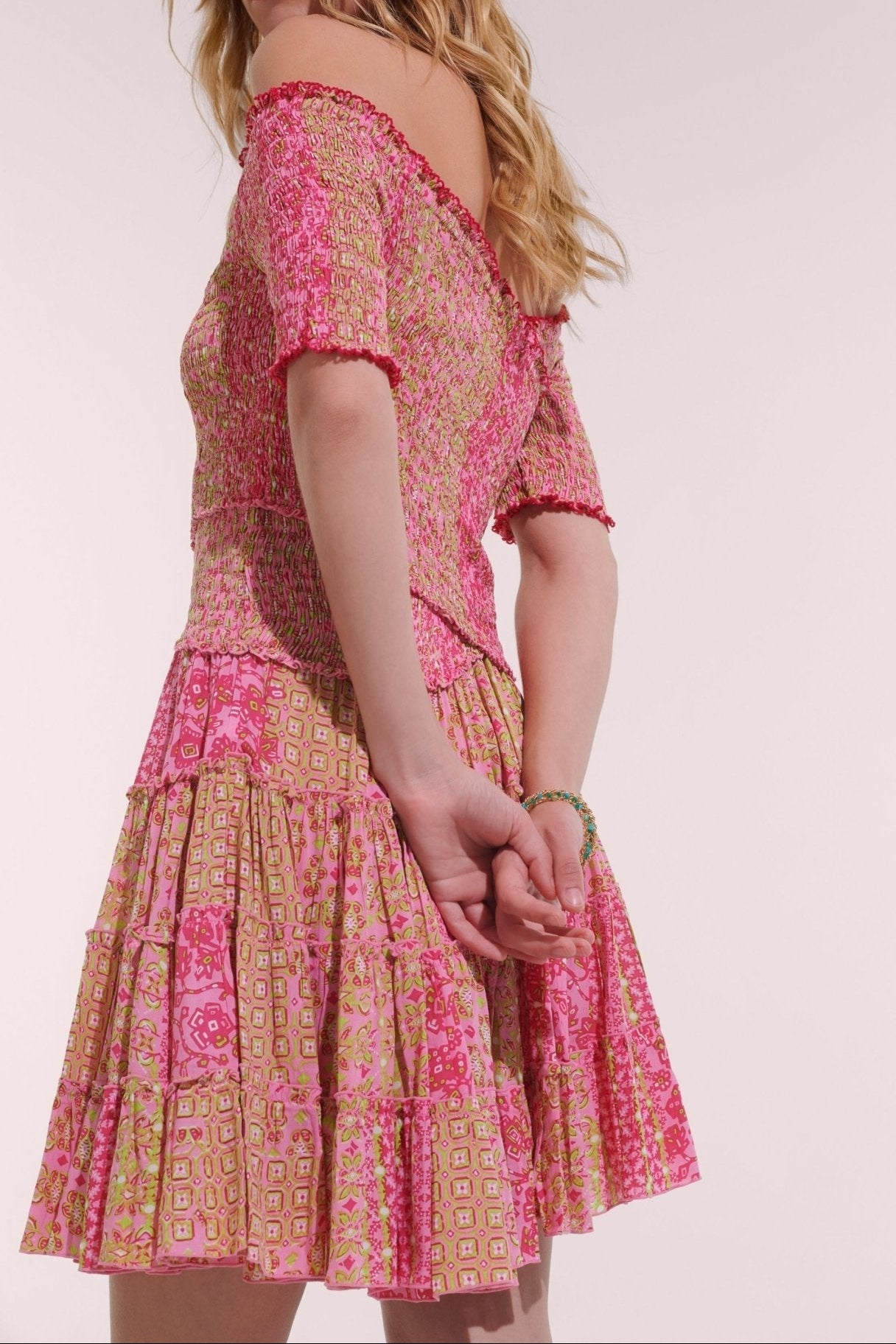 Mini Dress Soledad - Pink Verti Batik - Poupette St Barth