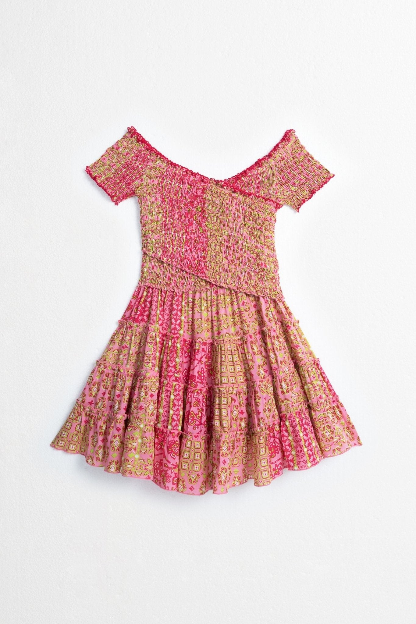 Kids Mini Dress Soledad - Pink Verti Batik - Poupette St Barth