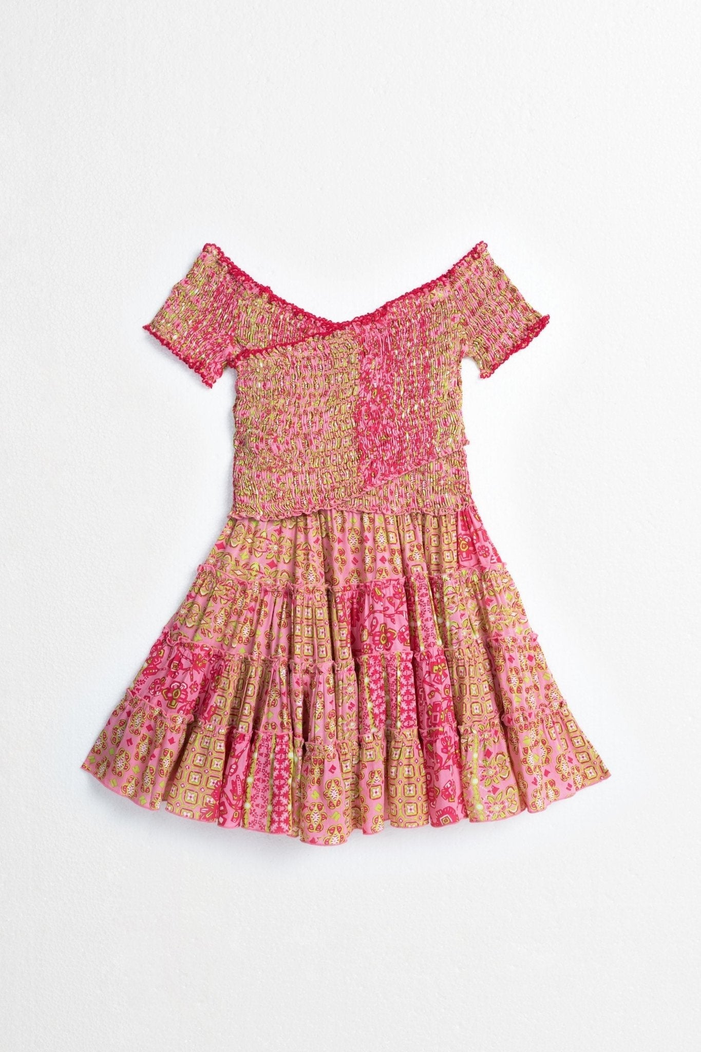 Kids Mini Dress Soledad - Pink Verti Batik - Poupette St Barth