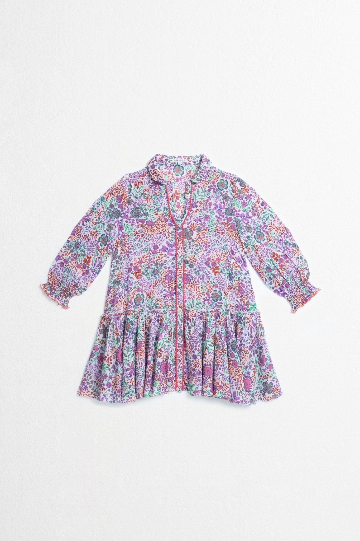 Kids Mini Dress Tesorino - White Lavender Nature - Poupette St Barth