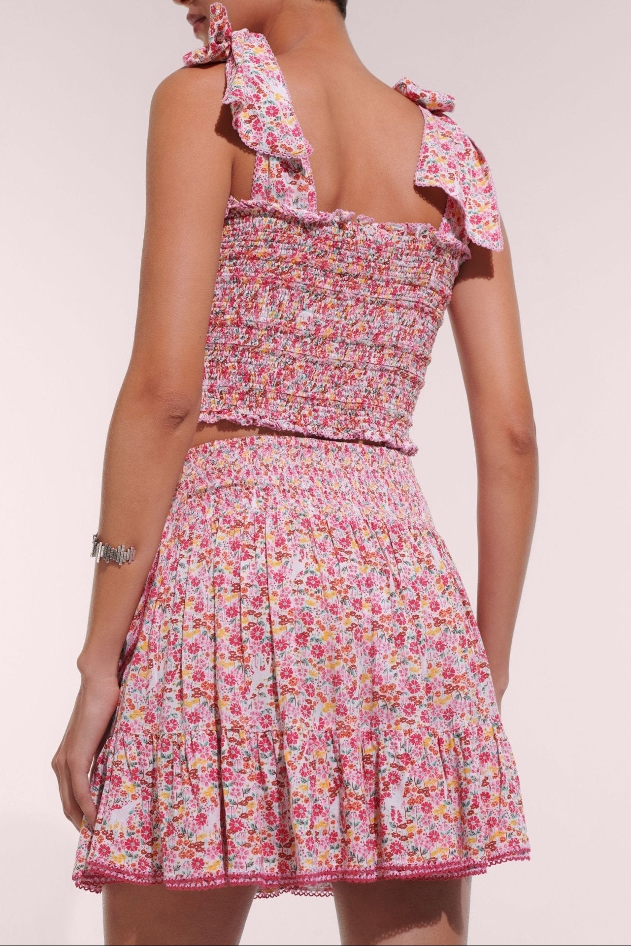 Mini Skirt Mabelle - Pink Jardin - Poupette St Barth