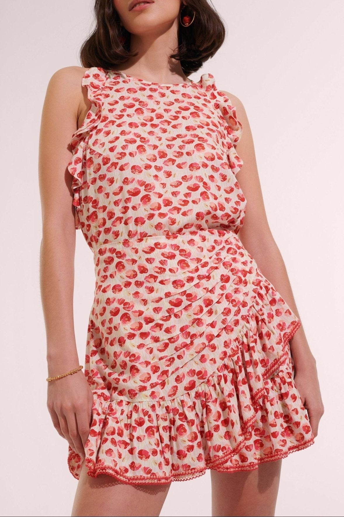 Mini Skirt Mabelle - White Red Alamy - Poupette St Barth