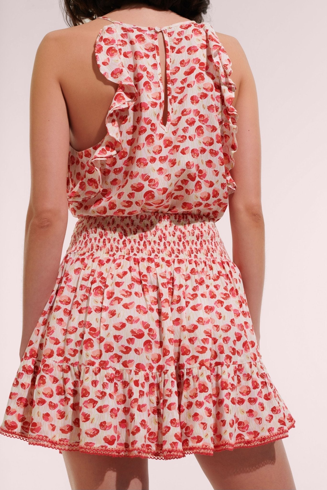 Mini Skirt Mabelle - White Red Alamy - Poupette St Barth