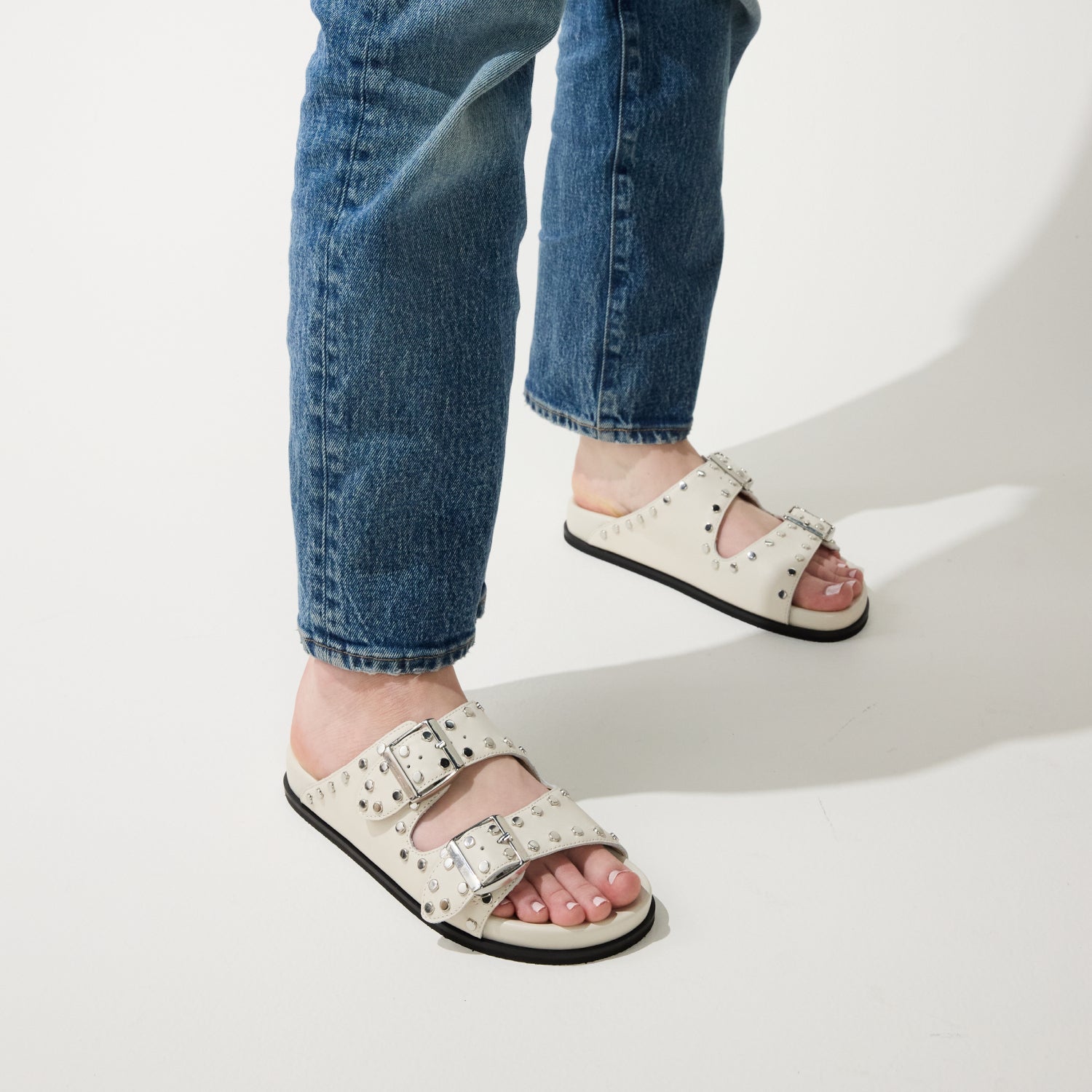 MAYA STUD IN CREAM LEATHER - Yosi Samra  -