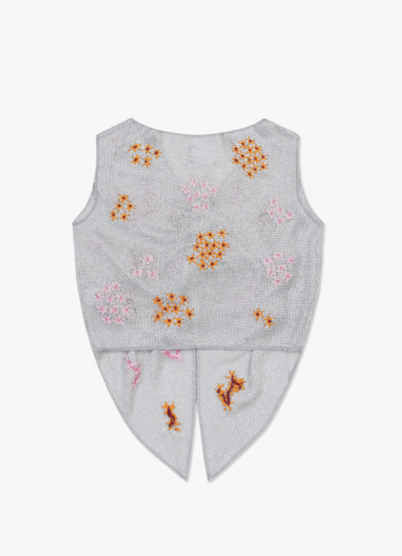 Mali Embroidered Top | Silver