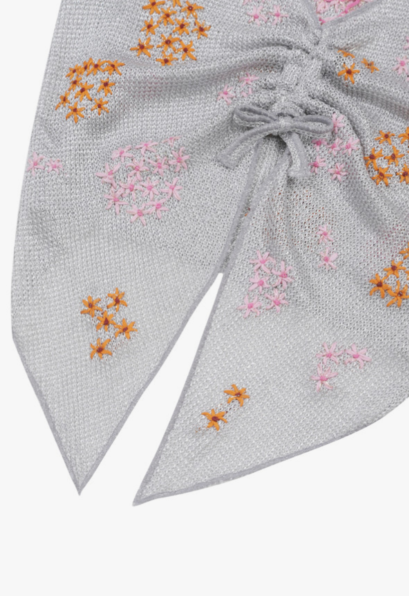 Mali Embroidered Top | Silver
