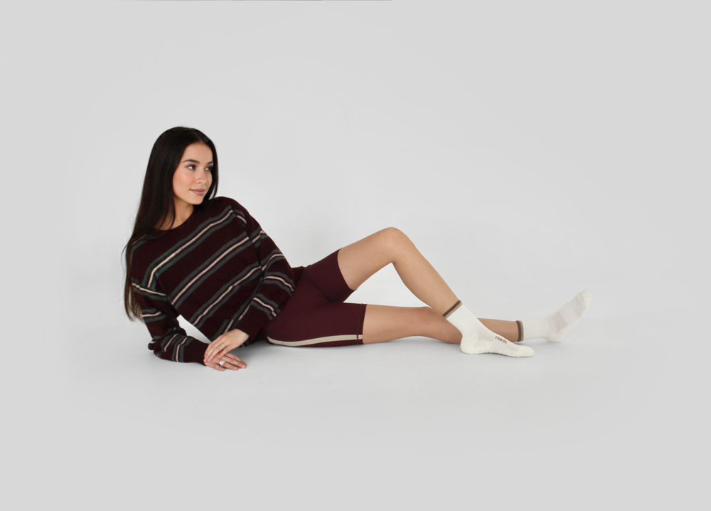 Malt Striped Crew Grip Sock