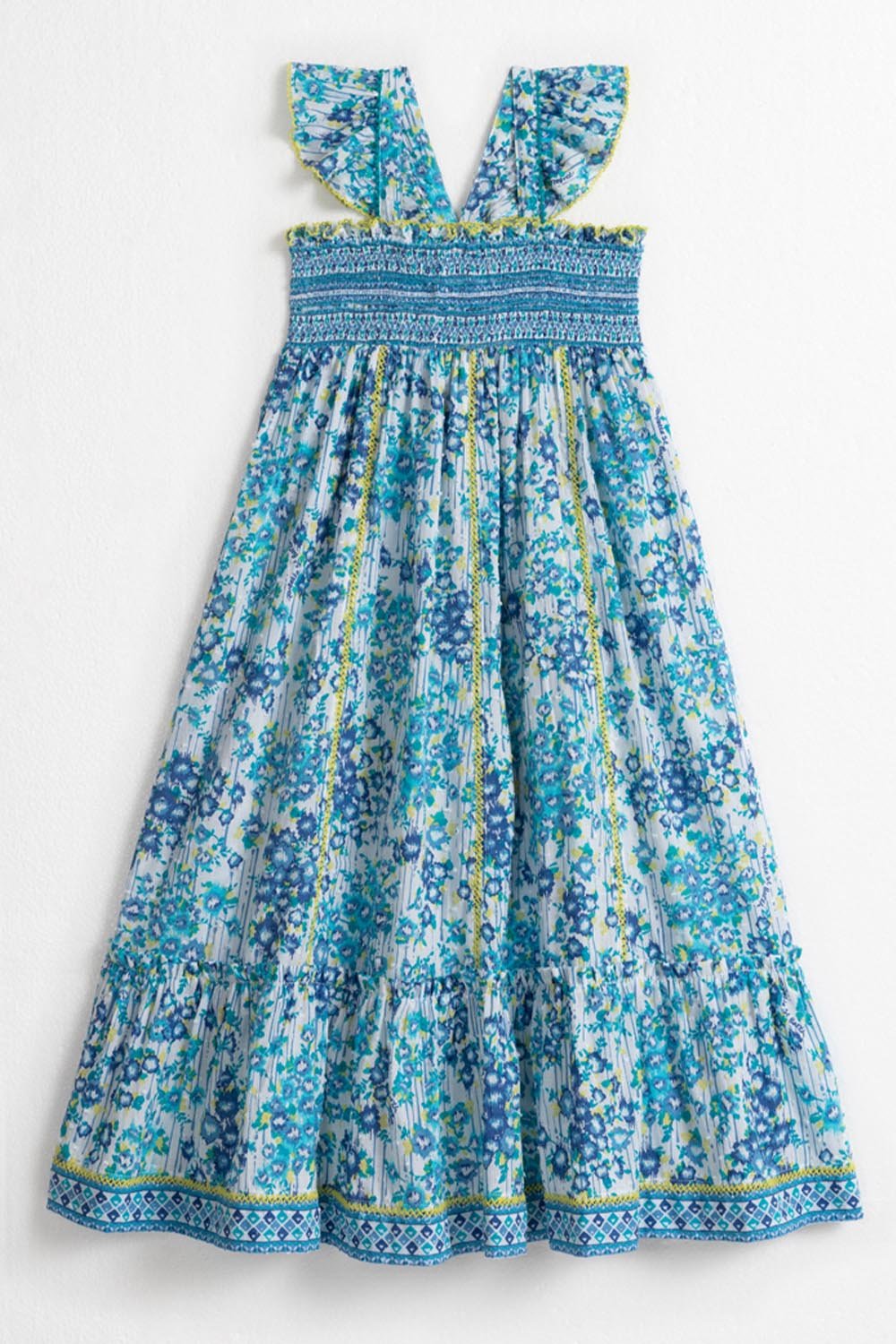 Kids Midi Dress Cindy - Blue Aquarelle - Poupette St Barth