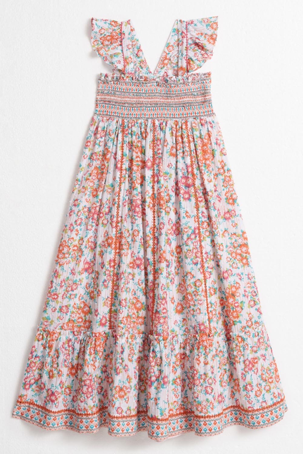 Kids Midi Dress Cindy - Pink Aquarelle - Poupette St Barth