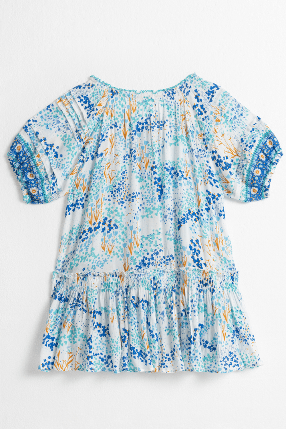 Kids Mini Dress Andrea - White Blue Tulipe - Poupette St Barth
