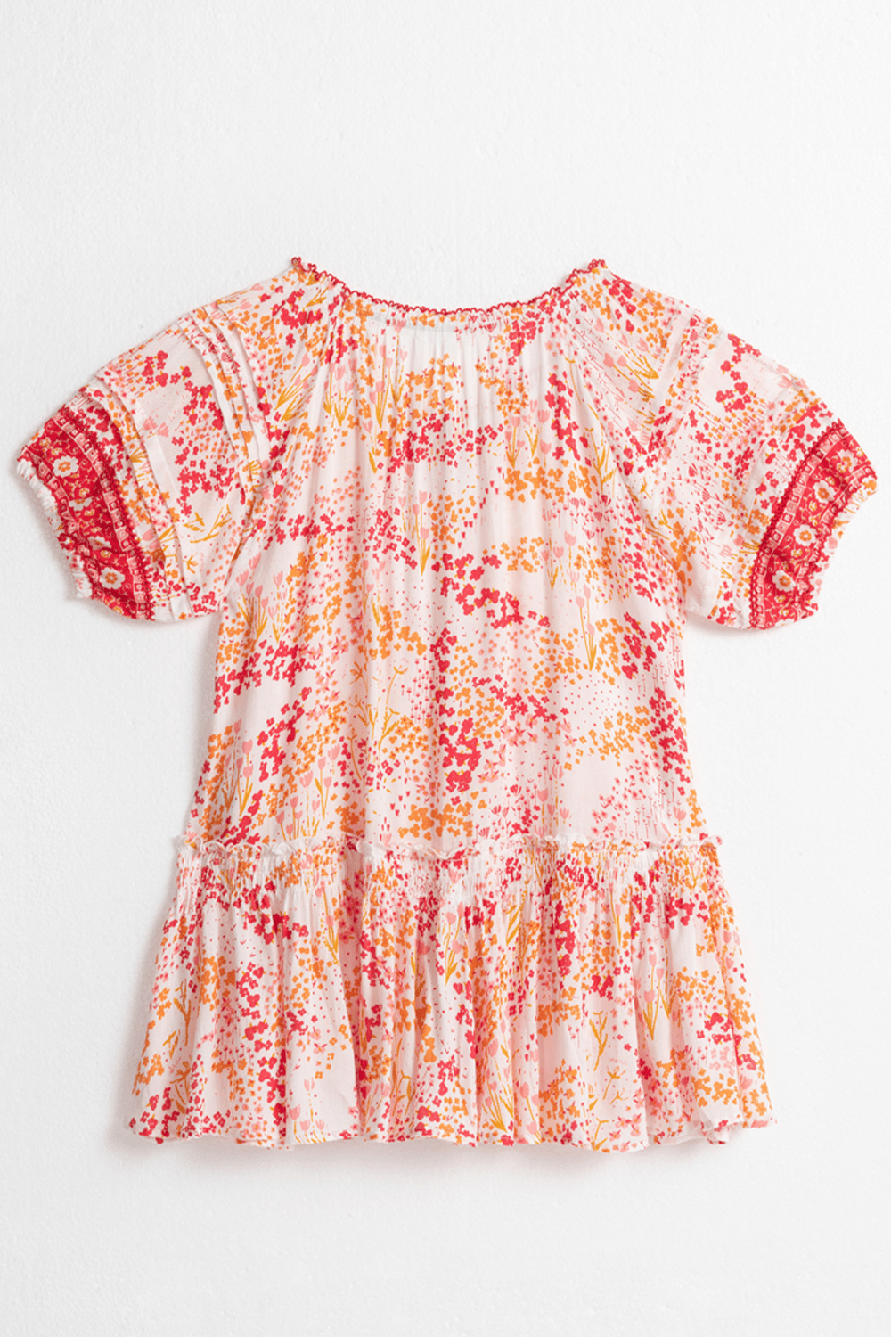 Kids Mini Dress Andrea - White Pink Tulipe - Poupette St Barth