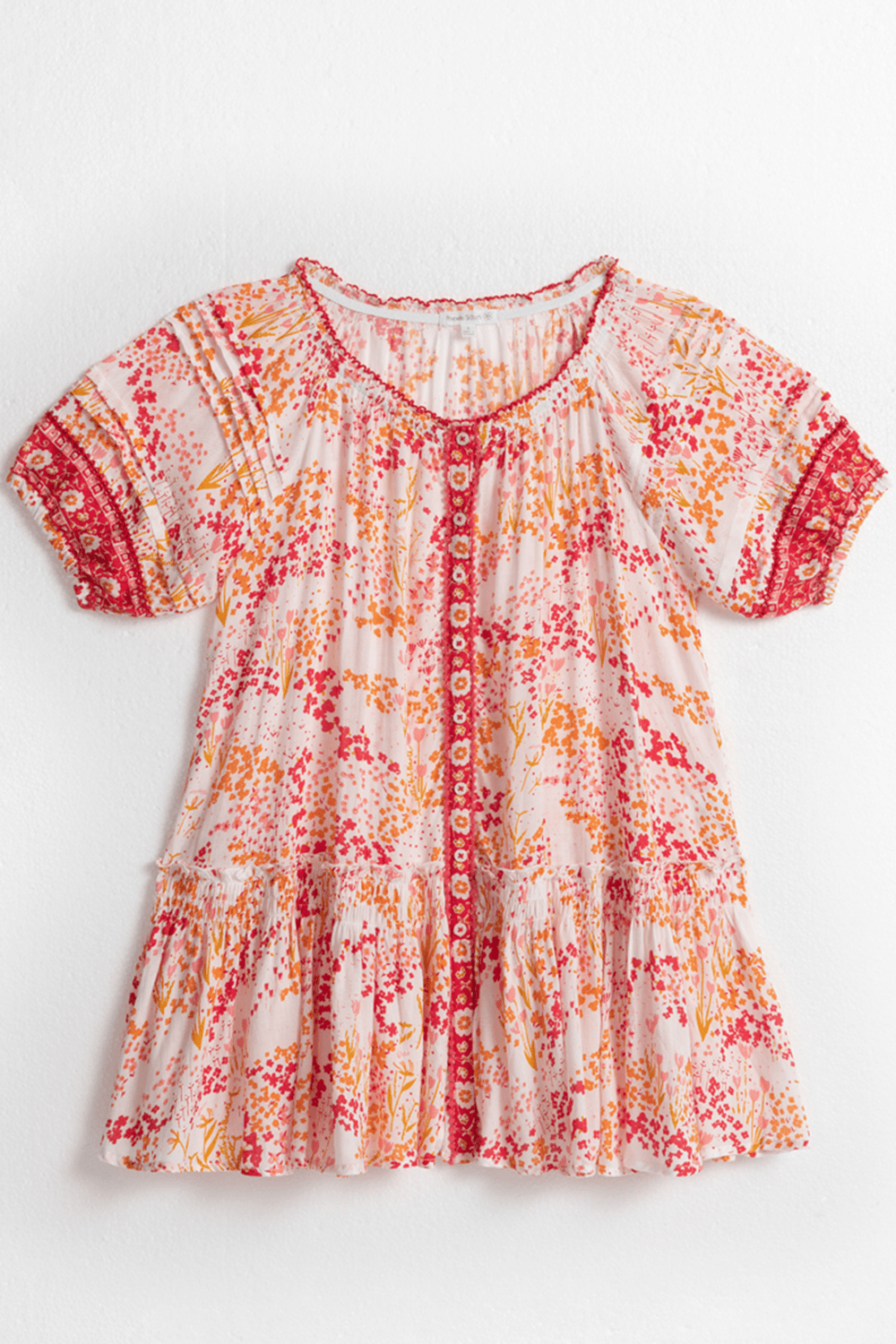 Kids Mini Dress Andrea - White Pink Tulipe - Poupette St Barth
