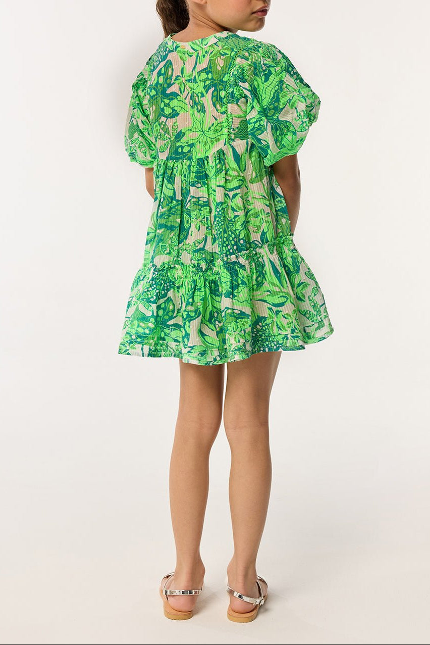 Kids Mini Dress Aria - Green Jengel - Poupette St Barth