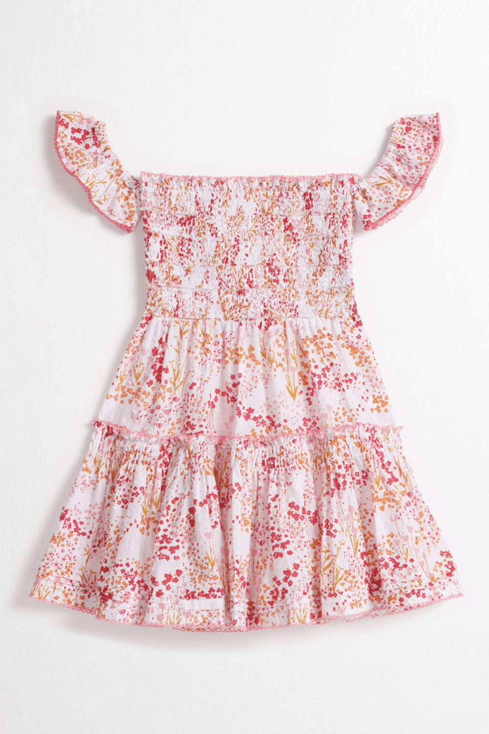 Kids Mini Dress Aurora - White Pink Tulipe - Poupette St Barth