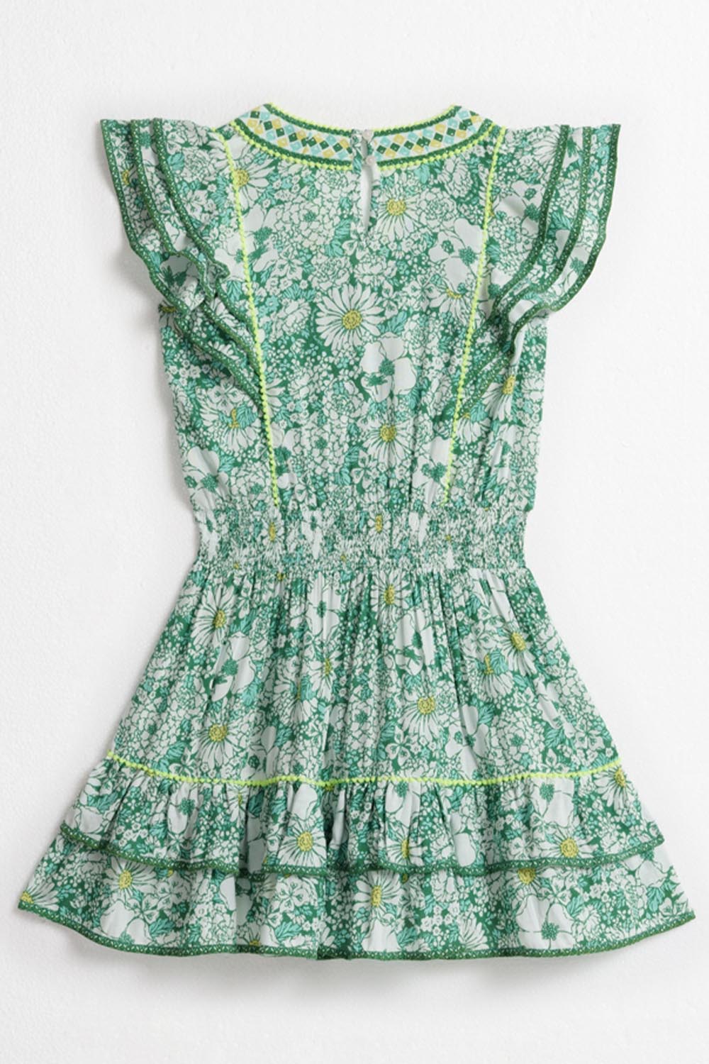 Kids Mini Dress Camila - Green Mid 70'S Garden - Poupette St Barth