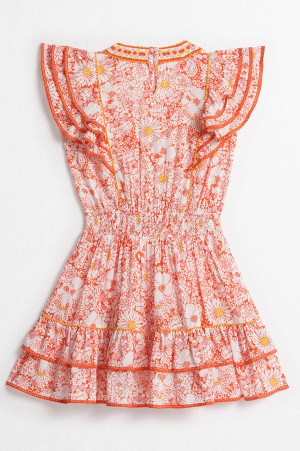 Kids Mini Dress Camila - Orange Mid 70'S Garden - Poupette St Barth