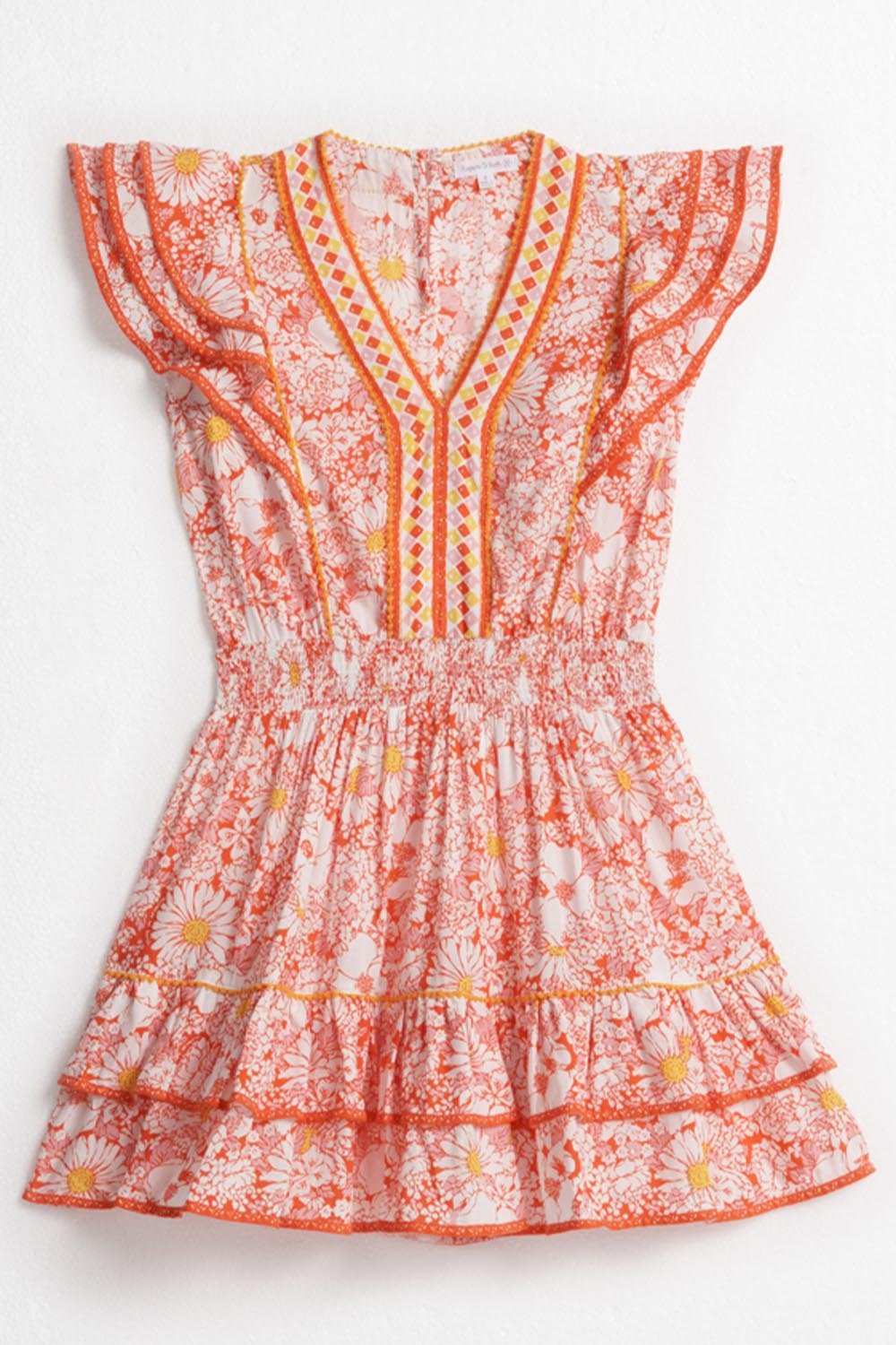 Kids Mini Dress Camila - Orange Mid 70'S Garden - Poupette St Barth