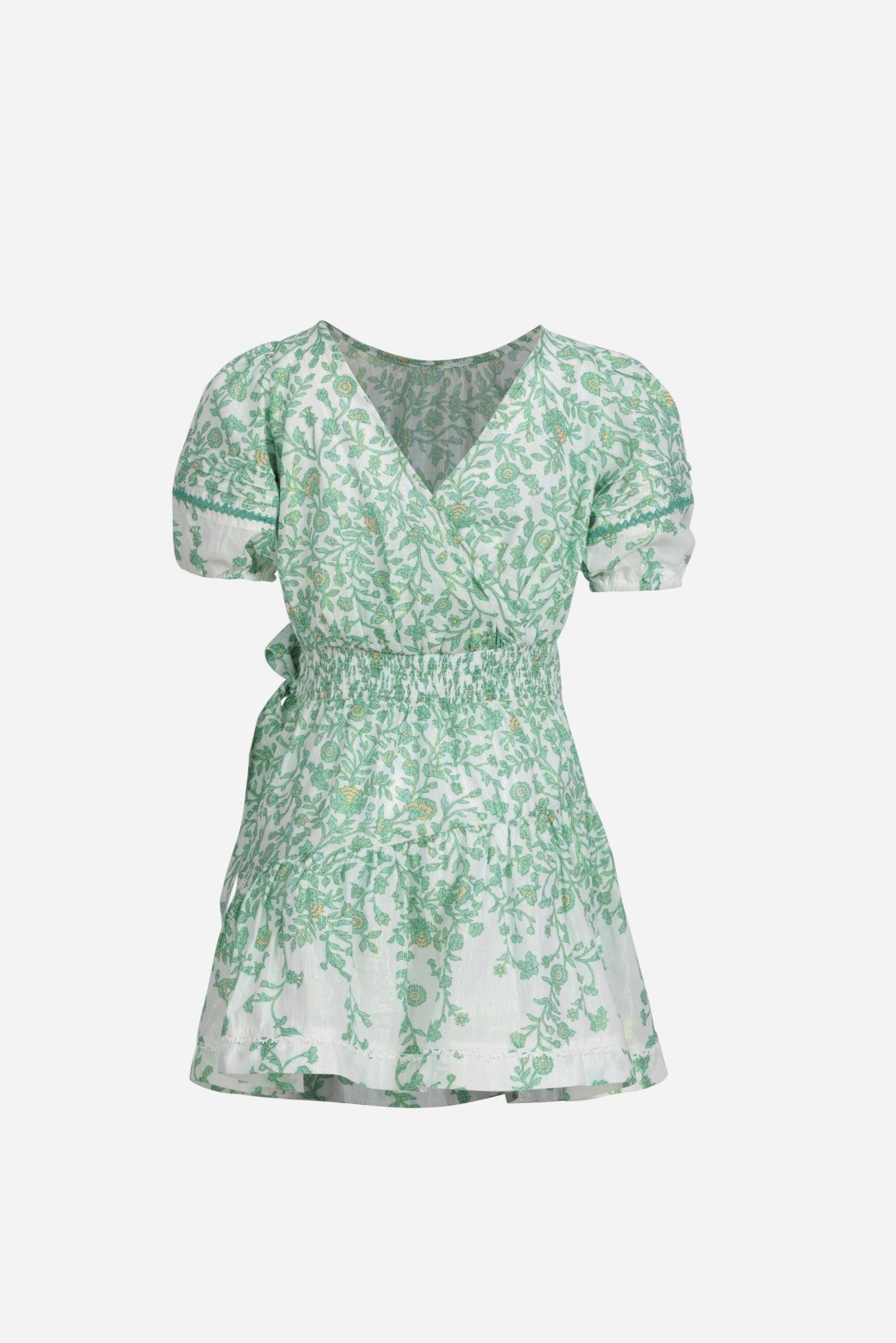 Mini Dress Chantal for girls - Green Lazuli - Poupette St Barth