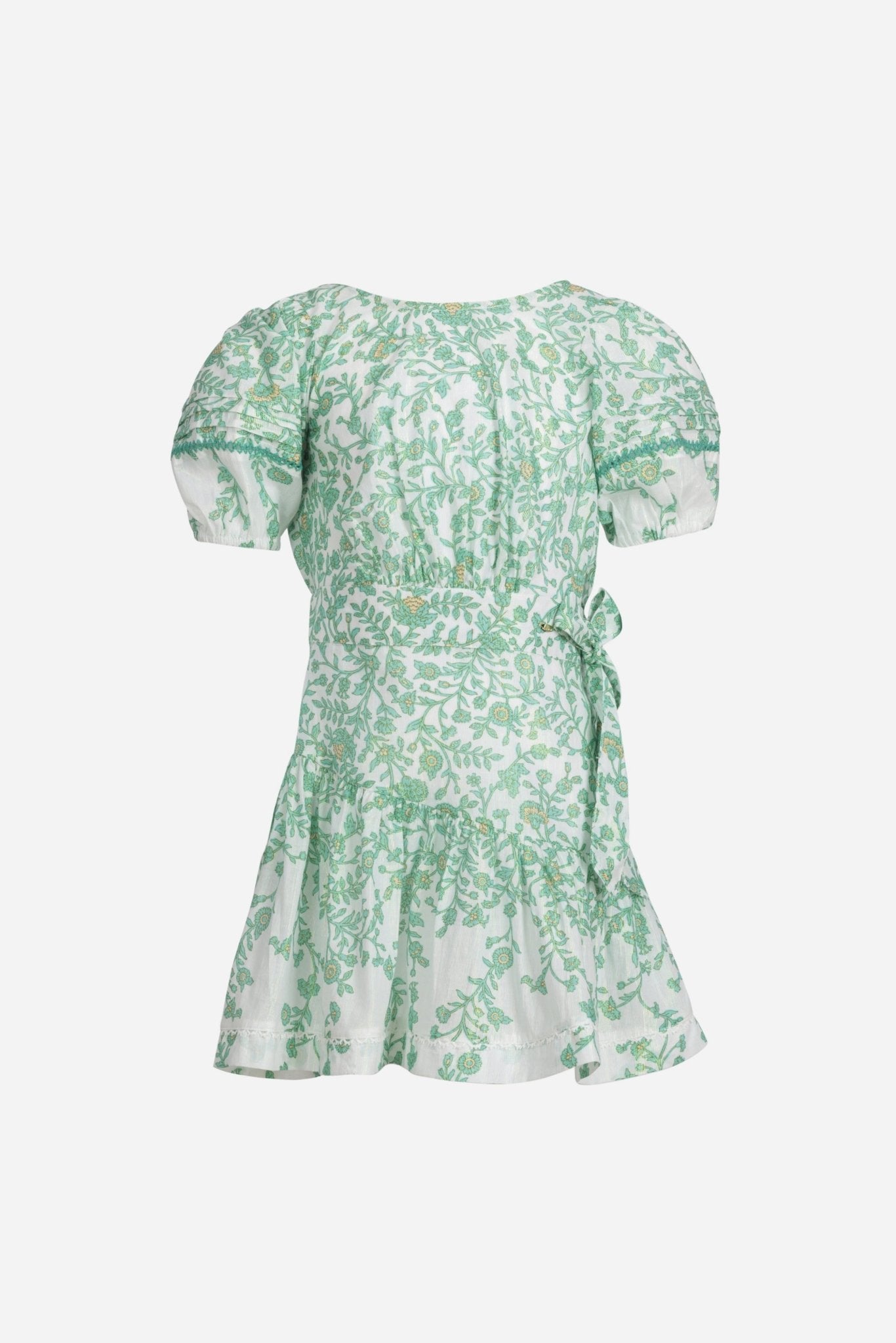 Mini Dress Chantal for girls - Green Lazuli - Poupette St Barth
