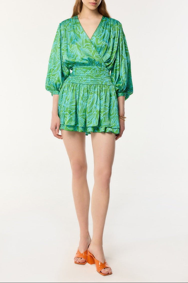 Mini Dress Colleen - Turquoise Pop Tiger - Poupette St Barth