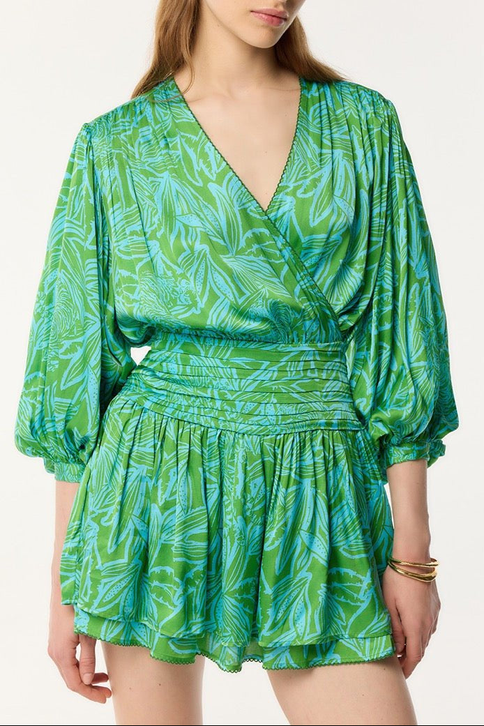 Mini Dress Colleen - Turquoise Pop Tiger - Poupette St Barth