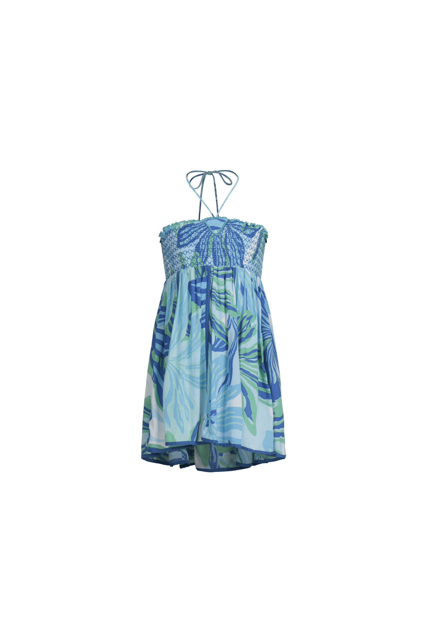 Mini Dress Cycas for girls - Blue Seaweed - Poupette St Barth
