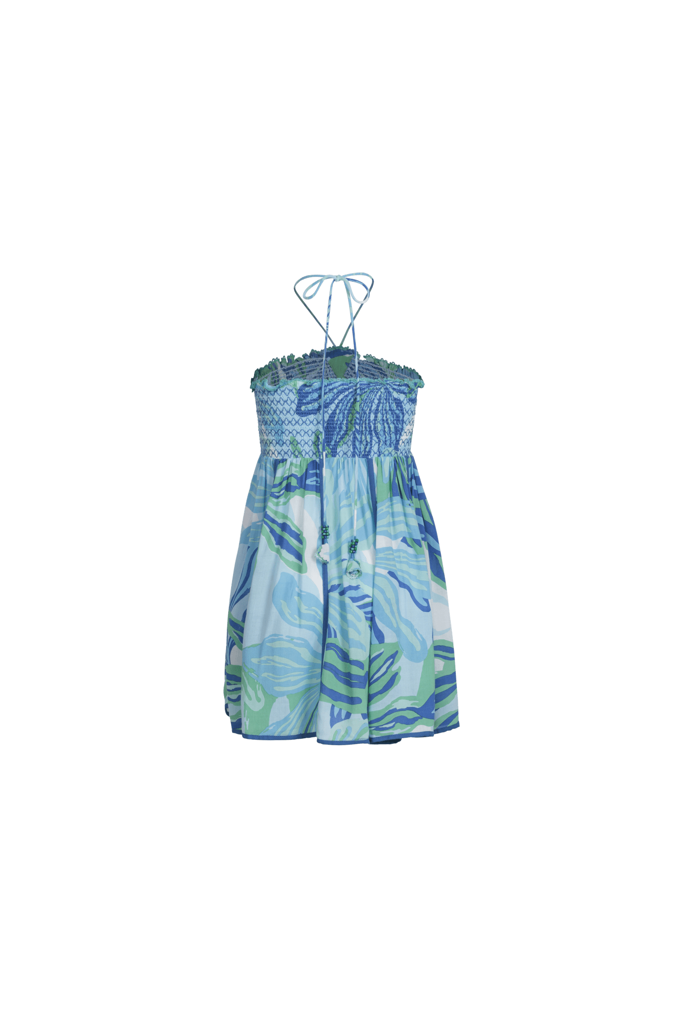Mini Dress Cycas for girls - Blue Seaweed - Poupette St Barth
