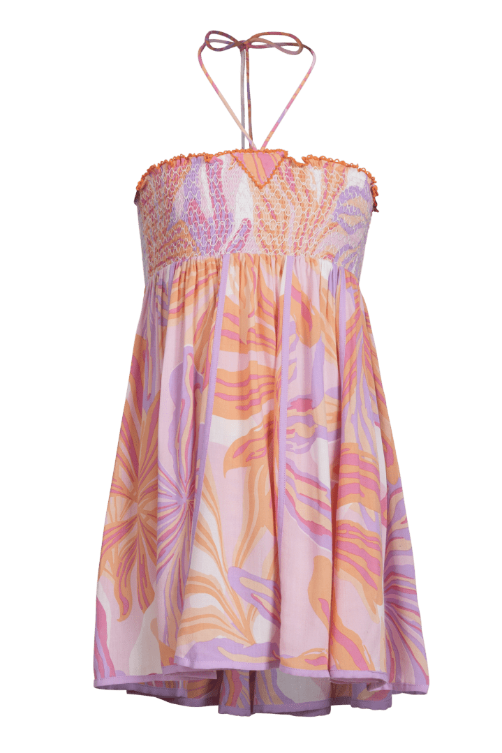 Mini Dress Cycas for girls - Pink Seaweed - Poupette St Barth