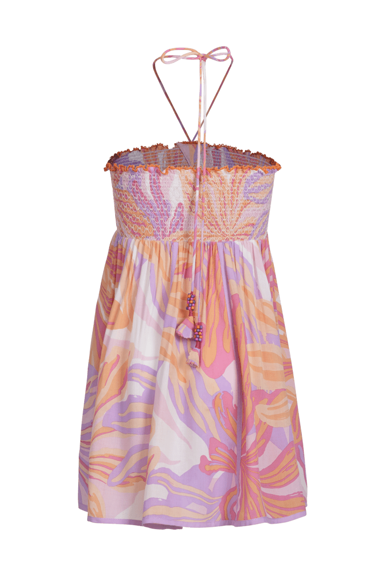 Mini Dress Cycas for girls - Pink Seaweed - Poupette St Barth