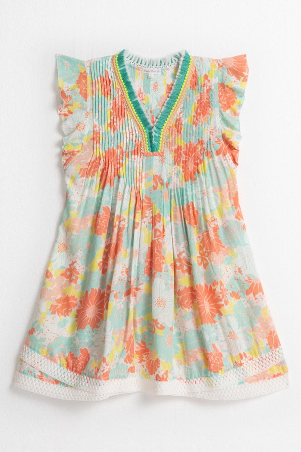 Kids Mini Dress Sasha - Orange Flower Mix - Poupette St Barth