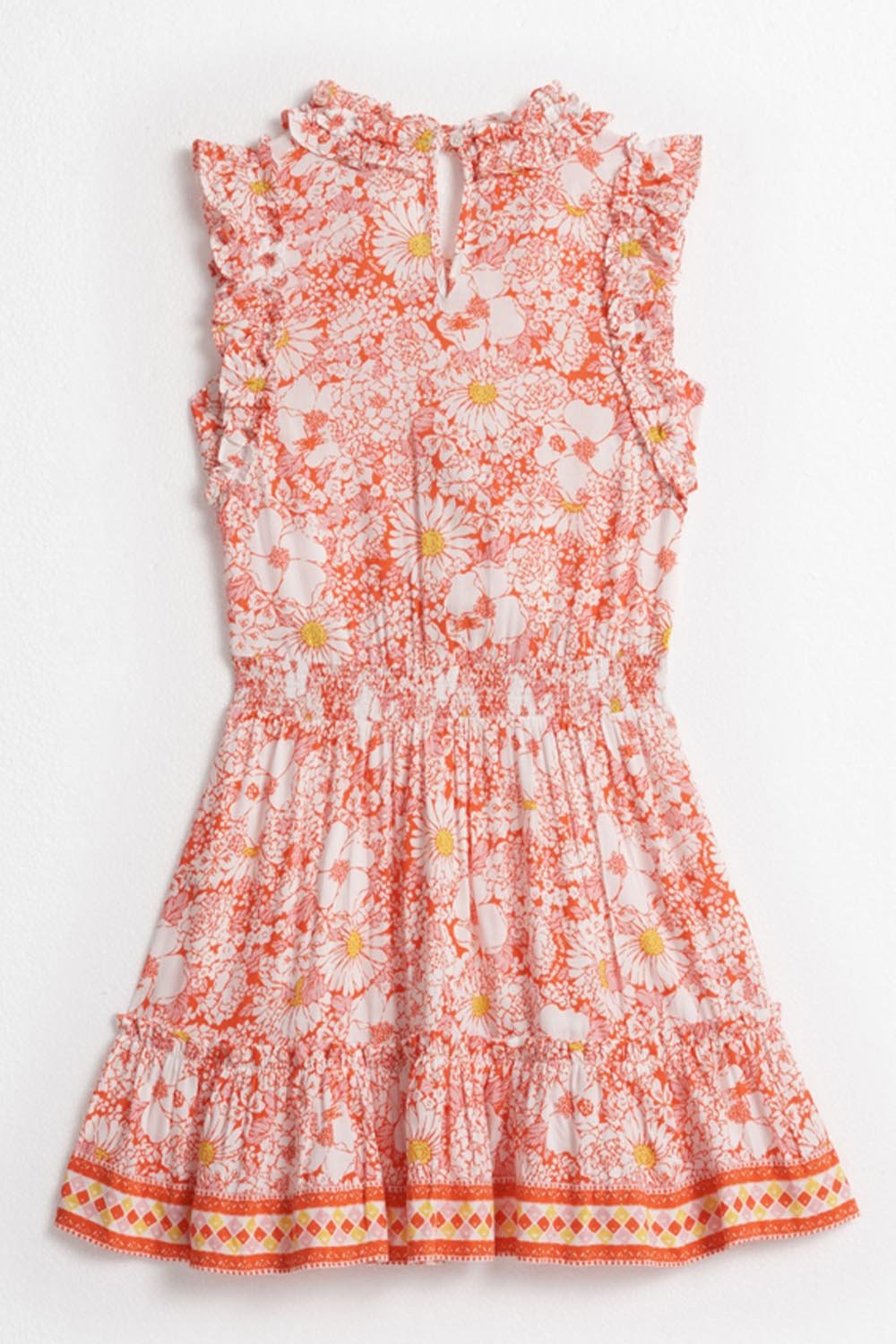 Kids Mini Dress Triny - Orange Mid 70'S Garden - Poupette St Barth