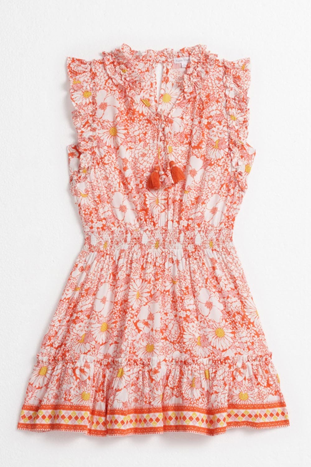 Kids Mini Dress Triny - Orange Mid 70'S Garden - Poupette St Barth