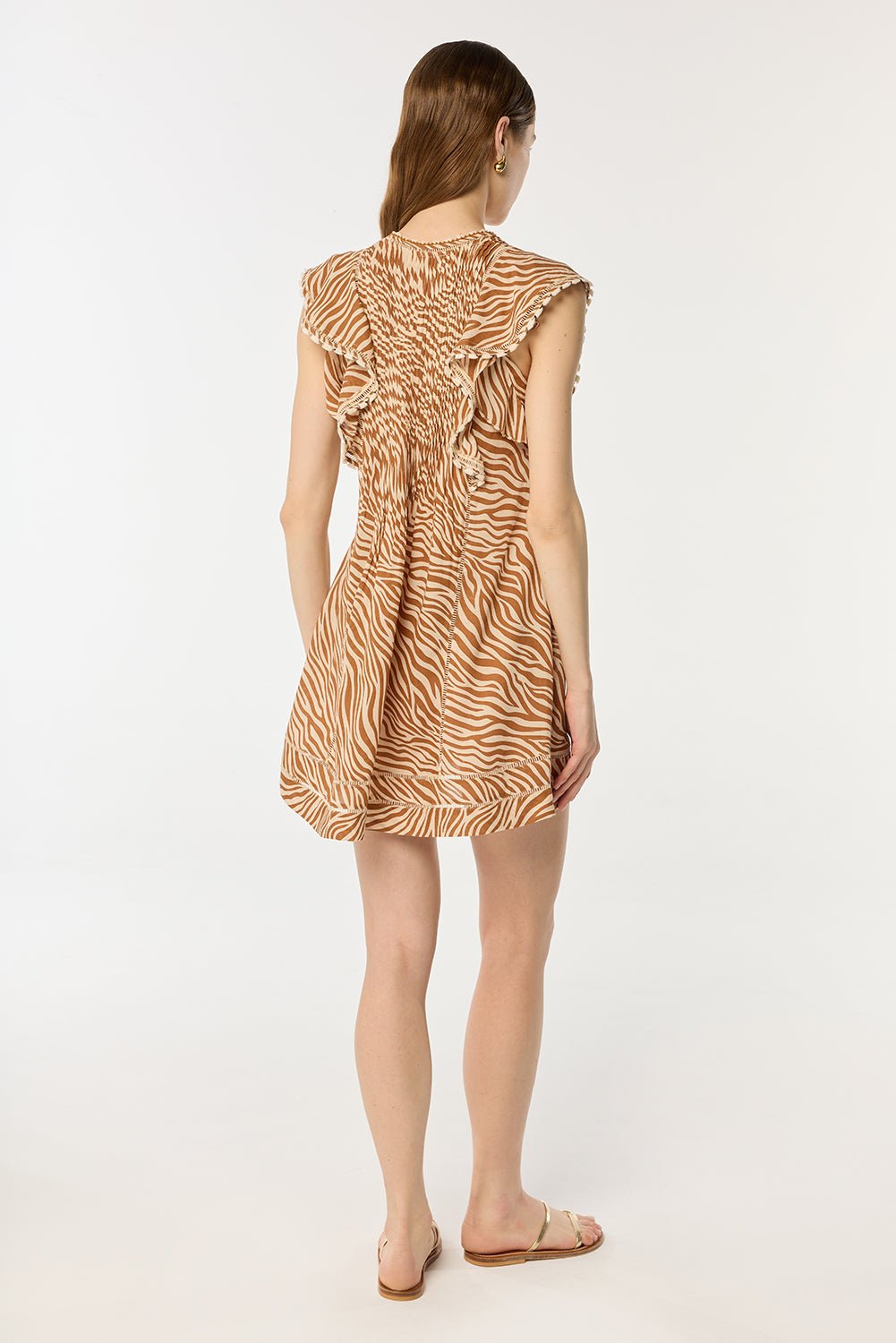 Mini Dress Camelia - Choco Zebra Stripes - Poupette St Barth