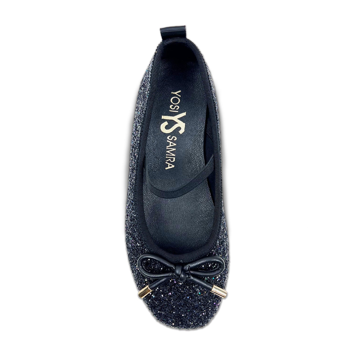 Miss Emma Flat in Black Glitter - Kids - Yosi Samra  - Kids' Flats