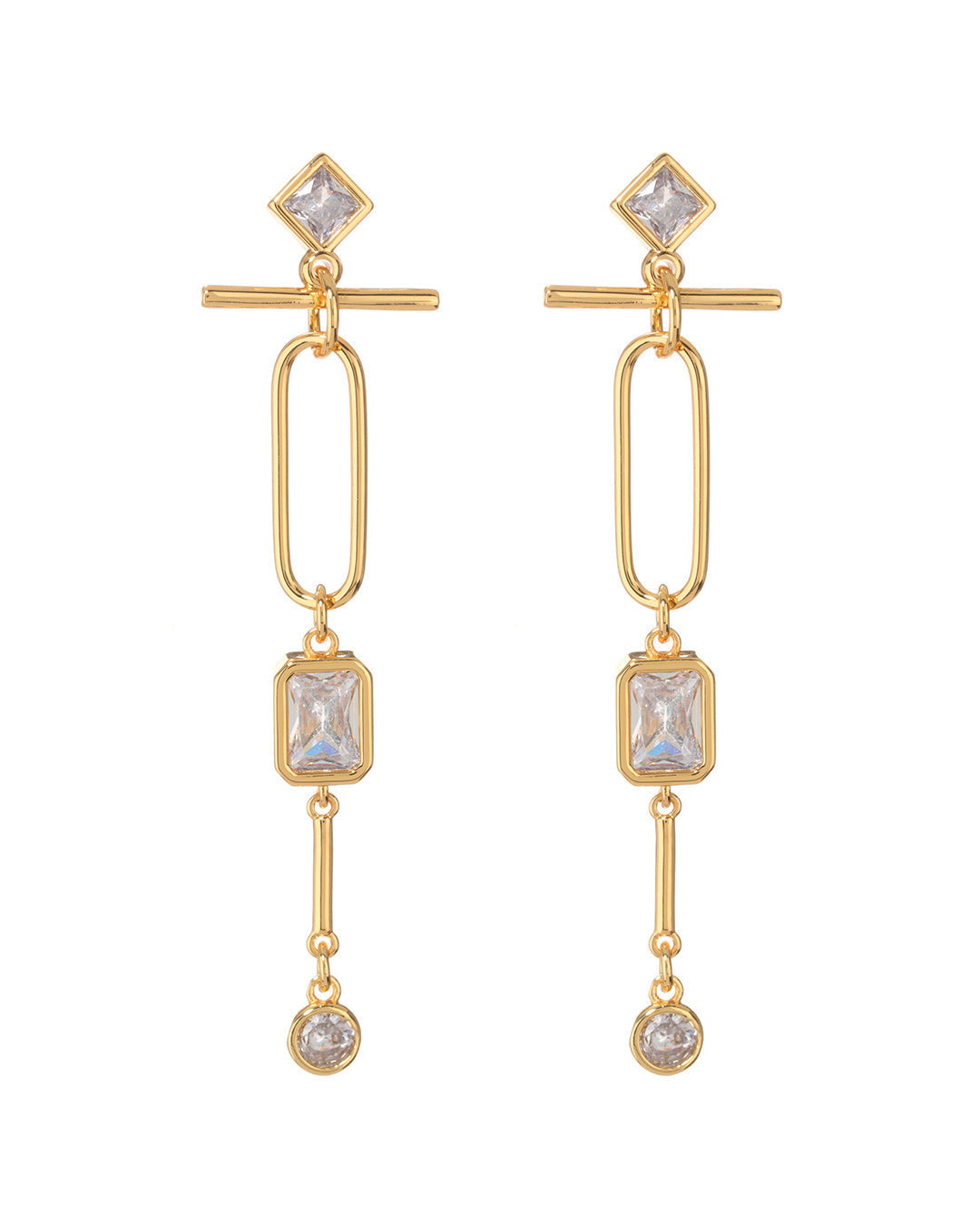 Mixte Drop Statement Earrings- Gold