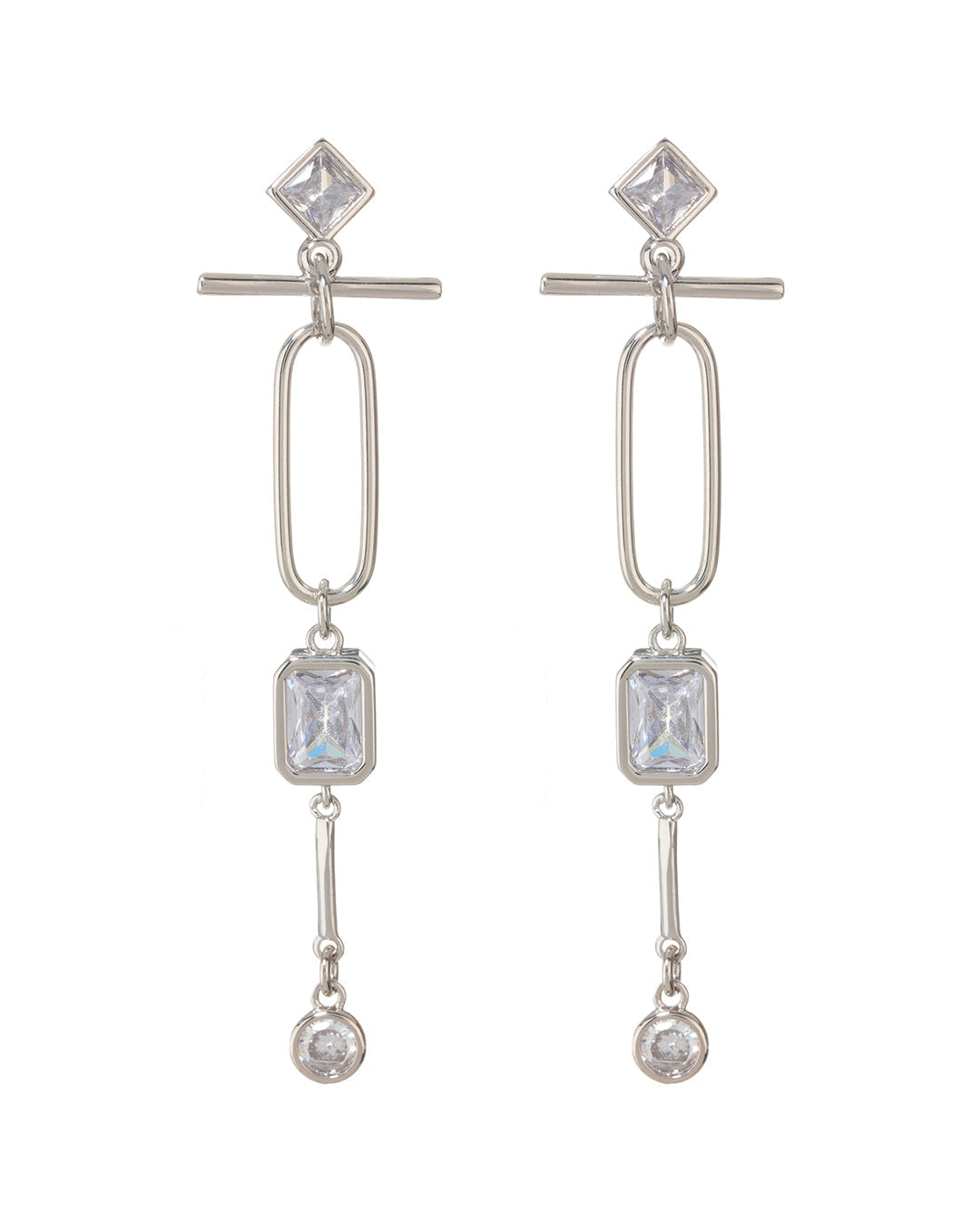 Mixte Drop Statement Earrings- Silver