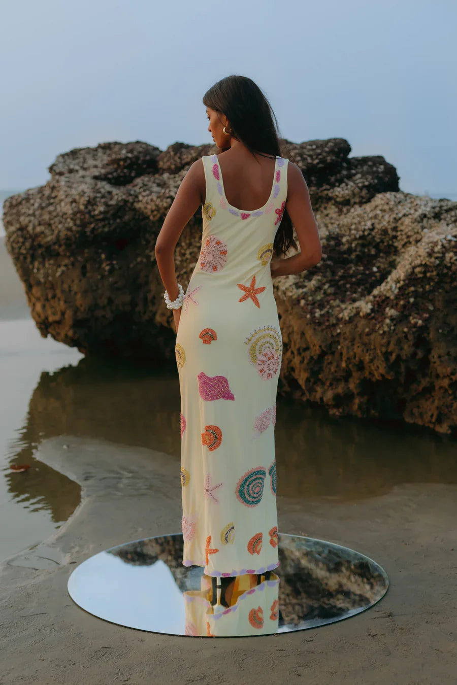 New York Bold Strapped Maxi Dress Pink Yellow