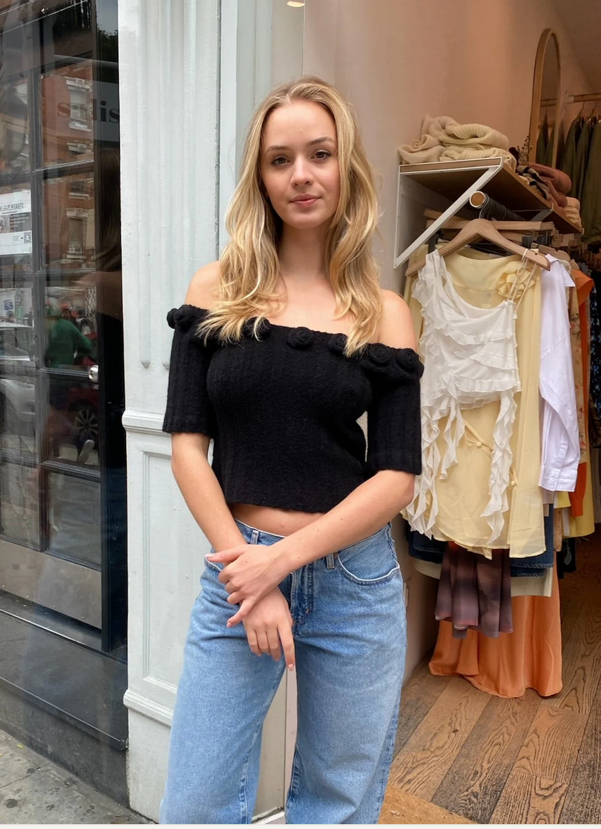 Neus Alpaca Blend Knit Top | Black