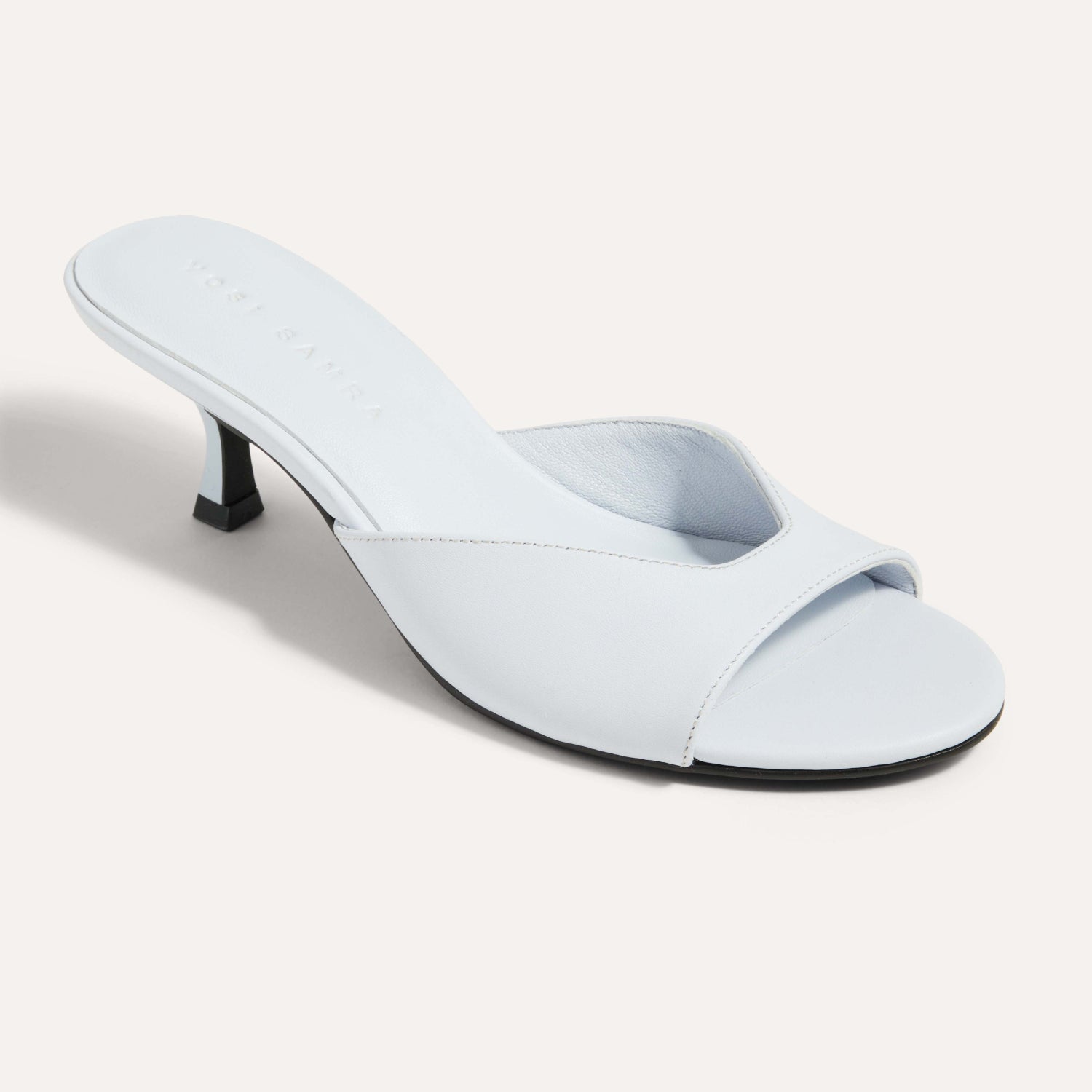 Opal Open-Toe Heel in Sky Leather - Yosi Samra  - Women's Heels