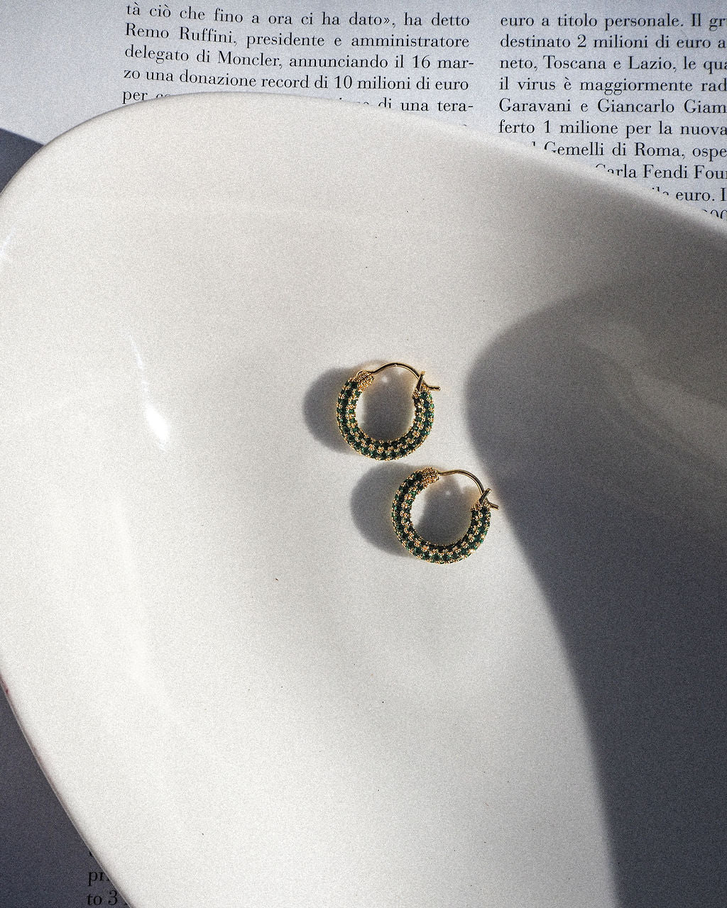 Pave Amalfi Huggies- Emerald Green- Gold