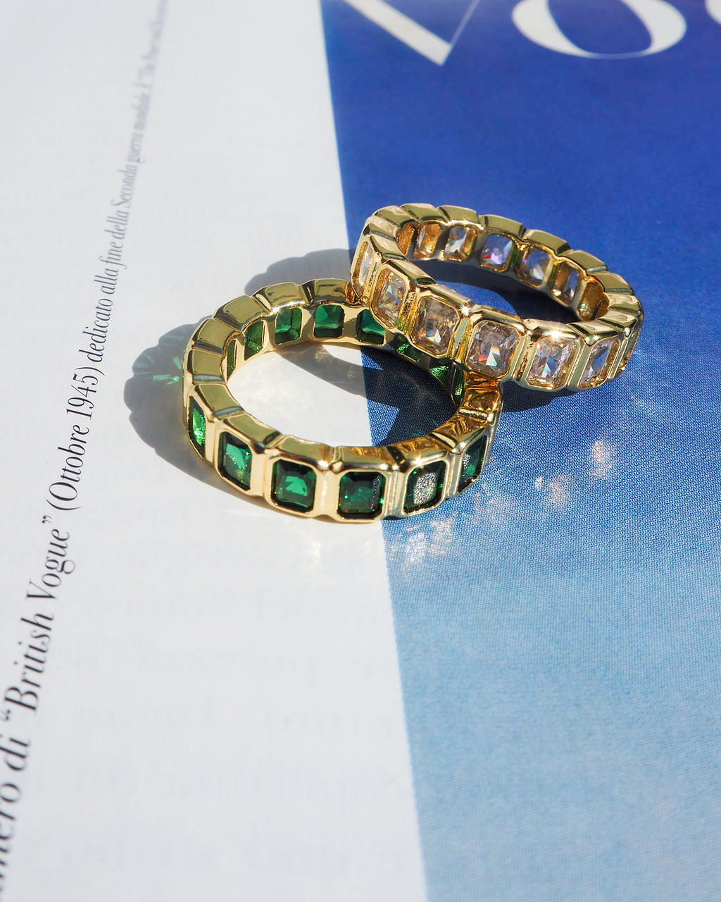 Bezel Emerald Ballier Ring- Clear- Gold