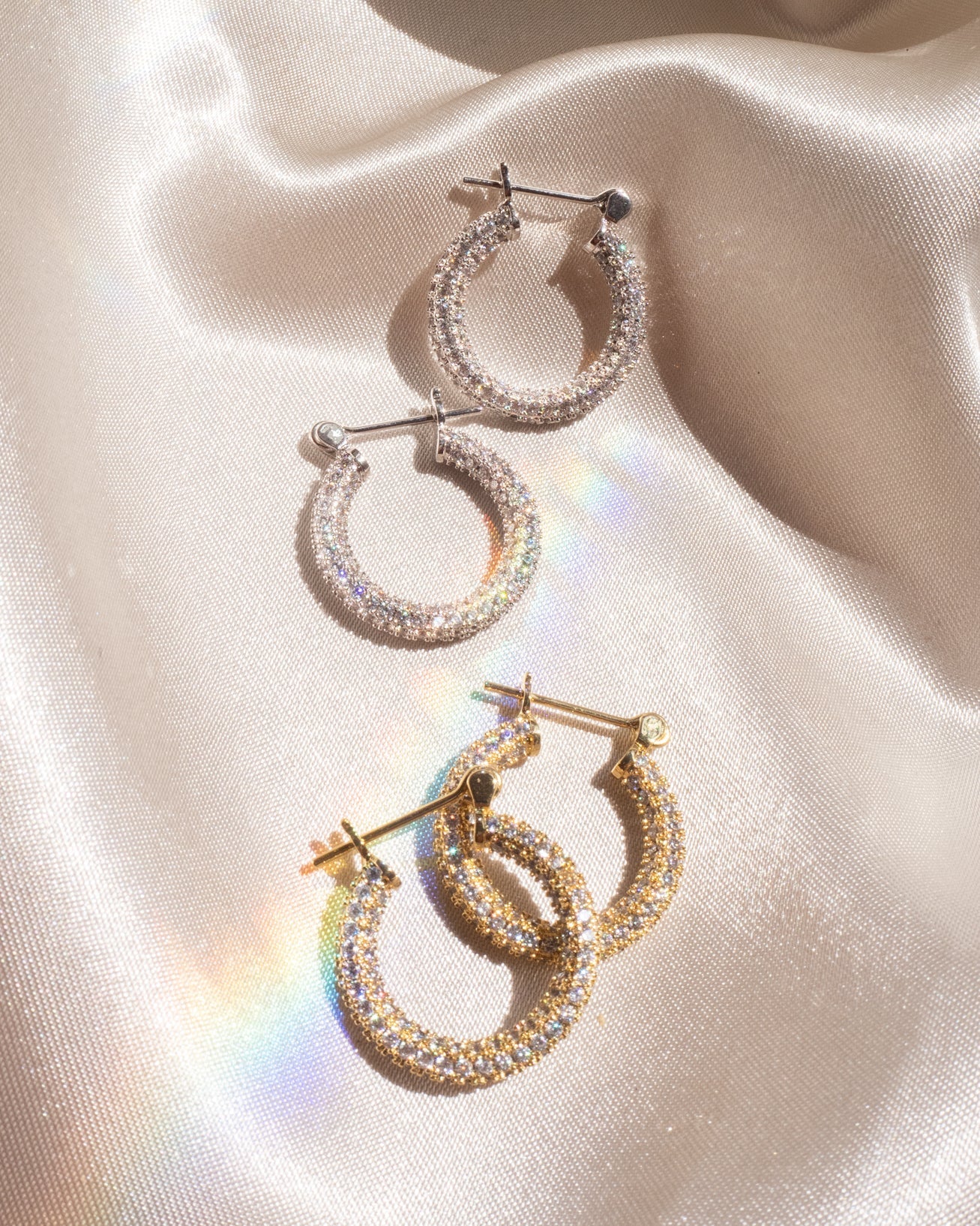 Pave Baby Skinny Amalfi Hoops- Gold