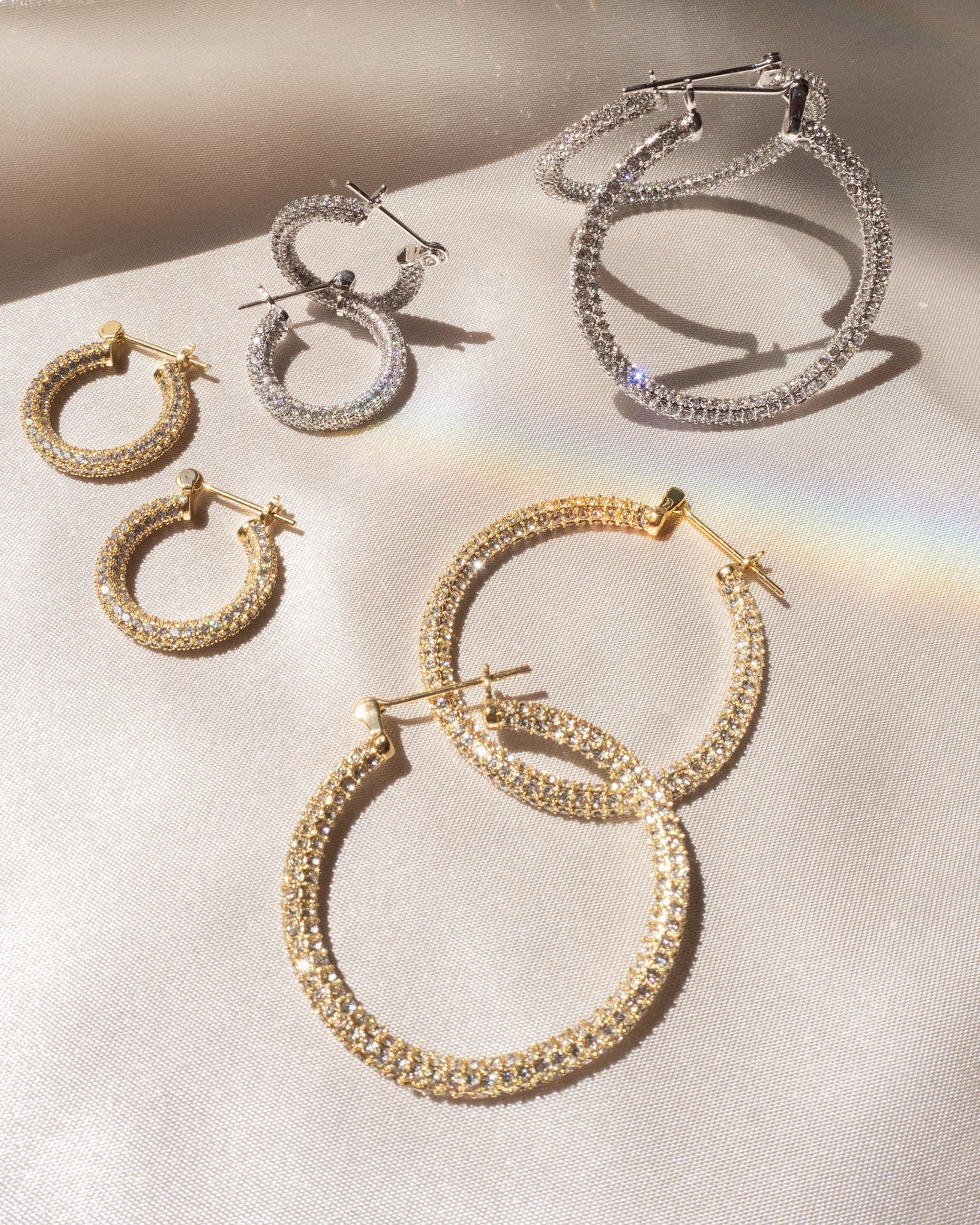 Pave Baby Skinny Amalfi Hoops- Silver
