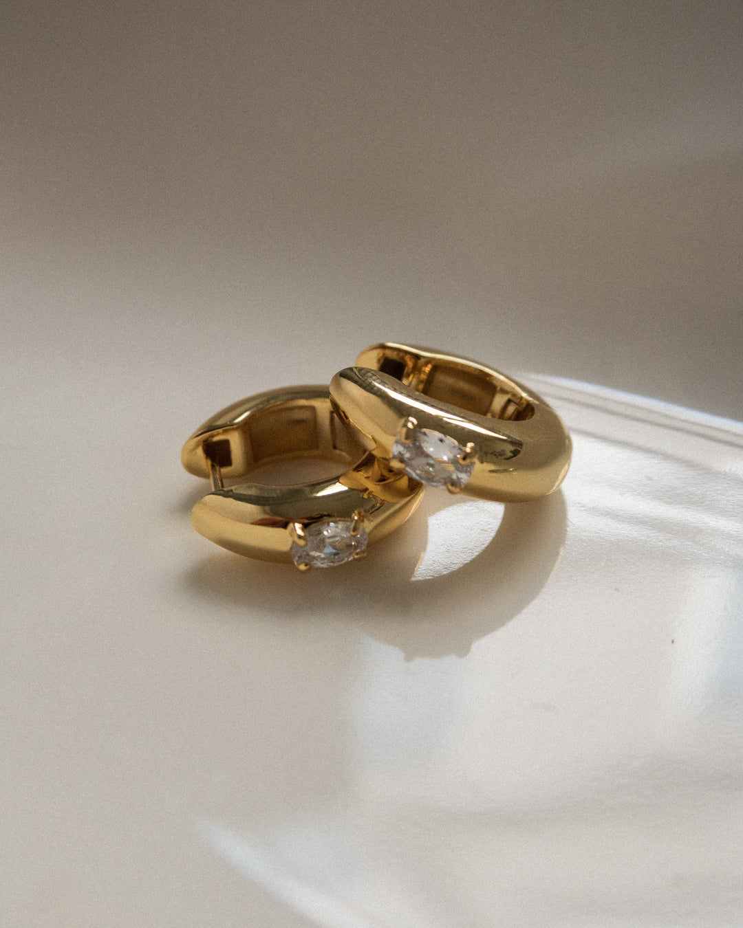 Stone Orb Hoops- Gold