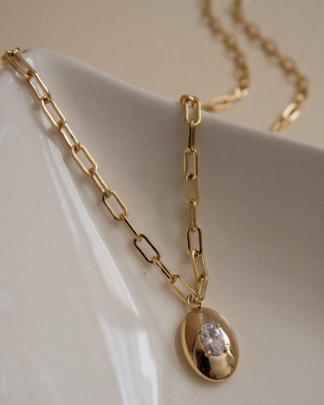 Stone Orb Pendant Necklace- Silver