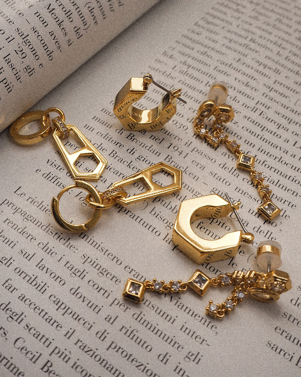 Stellar Bezel Double Studs- Gold