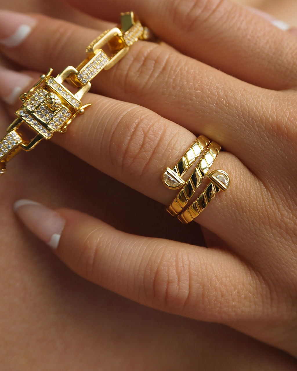 Snake Chain Wrap Ring- Gold