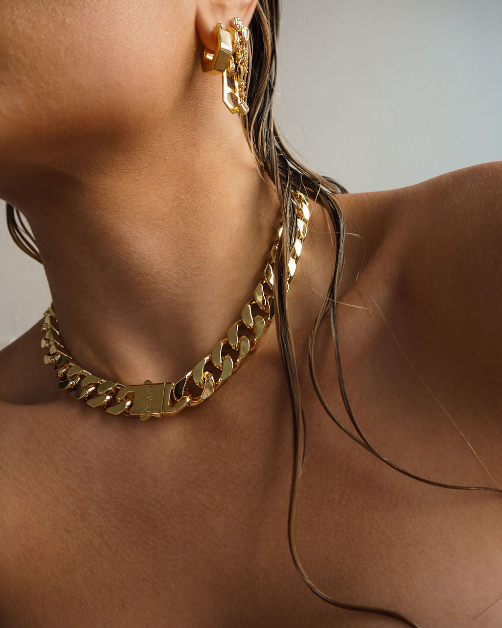 Stellar Bezel Double Studs- Gold