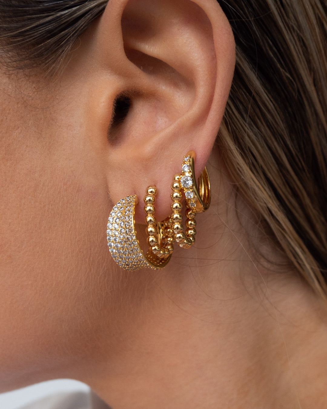 Stone Geneva Hoops- Gold