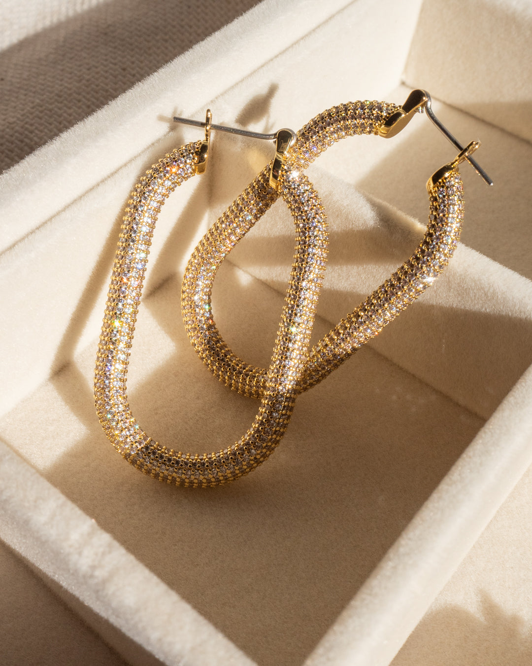 Pave Amber Hoops- Gold